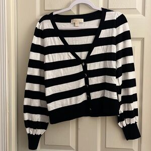Michael Michael Kors black and white stripes cardigan.